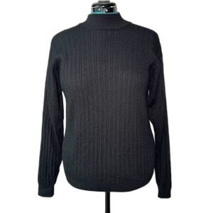 Charter Club Classic 100% Wool Black Mock Turtleneck Dark Academia L